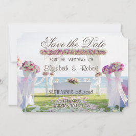 ビーチウェディング、フラワー 結婚式のセーブ・ザ・デート セーブザデート