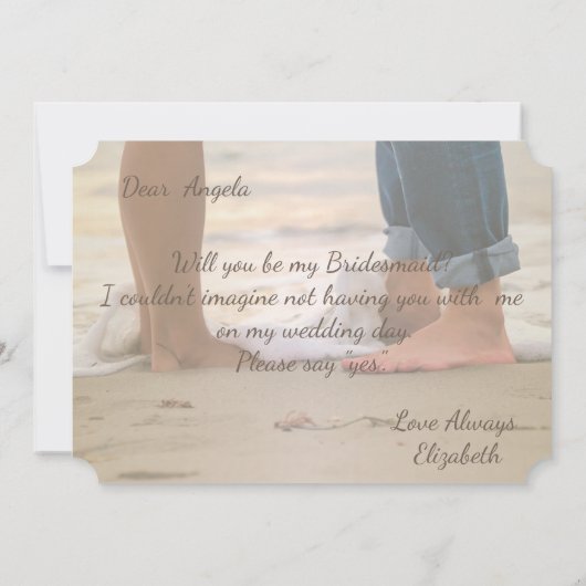 ビーチウェディング　フーツ  ブライズメイドカード 招待状 (裏面)