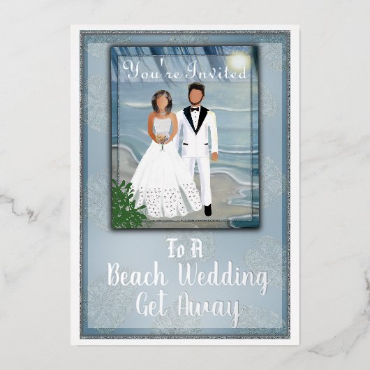ビーチウェディング リゾート婚 箔招待状 (正面)