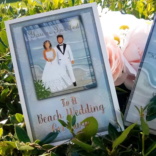 ビーチウェディング リゾート婚 箔招待状