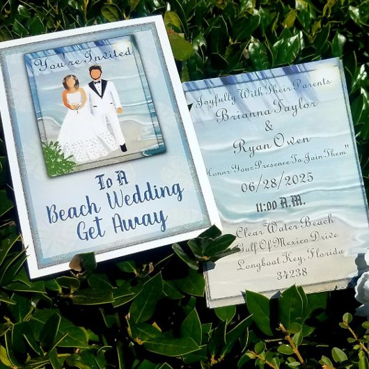 ビーチウェディング リゾート婚 箔招待状