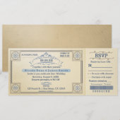 ビーチウェディング ヴィンテージ 乗車券 招待状 (正面/裏面)