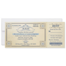 ビーチウェディング ヴィンテージ 乗車券 招待状