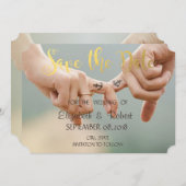 ビーチウェディング 手を繋いで Save The Date セーブザデート (正面/裏面)