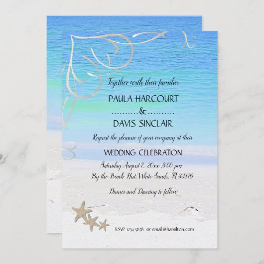 ビーチウェディング 招待状 (正面/裏面)