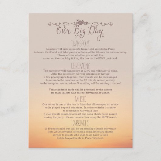 ビーチウェディング 挿入「私たちの特別な日」 エンクロージャーカード (正面)