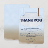 ビーチウェディング　白い木の看板　サンキューカード 招待状 (正面/裏面)