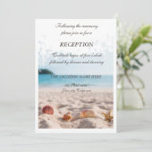 ビーチウェディング、砂、貝殻  レセプション 招待状 (スタンド正面)