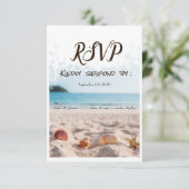 ビーチウェディング 砂 貝殻 受付 招待状 (スタンド正面)