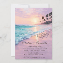 ビーチウェディング　編集可能なテンプレート 招待状