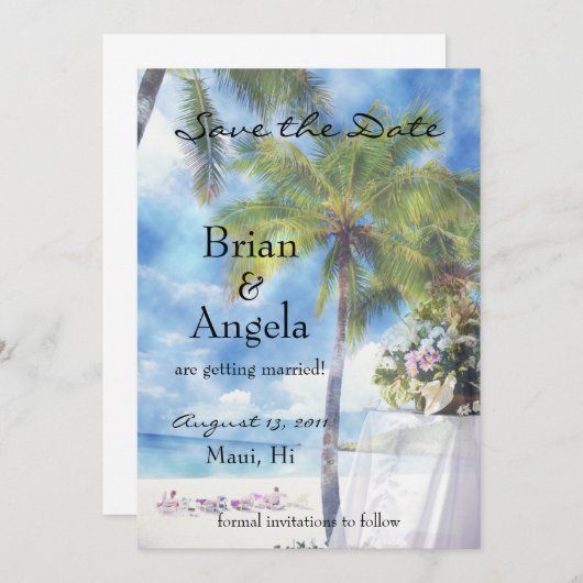 ビーチウェディング Save The Date 発表 招待状 (正面/裏面)