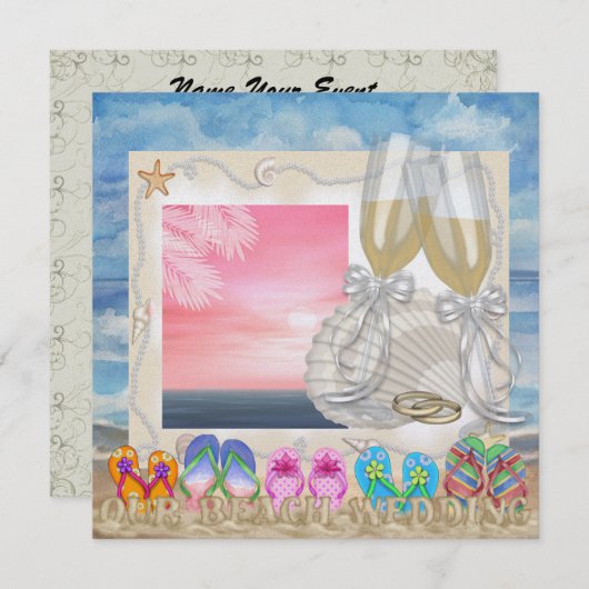 ビーチウェディング - SRF 招待状 (正面/裏面)