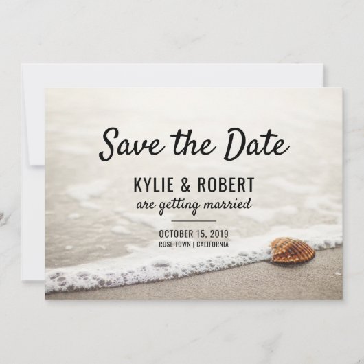 ビーチウェーブの結婚式 保存日 招待状 (正面)