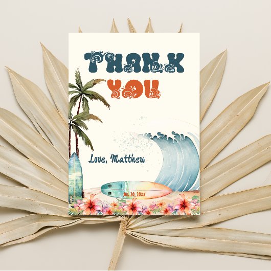 ビーチウェーブサーフバースデーパーティー感謝 サンキューカード