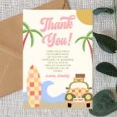 ビーチウェーブサーフボードピンクバースデーパーティー サンキューカード