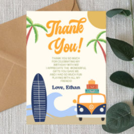 ビーチウェーブサーフボードブルーバースデーパーティー サンキューカード