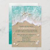 ビーチウェーブス&スターフィッシュの結婚式後招待状 招待状 (正面/裏面)