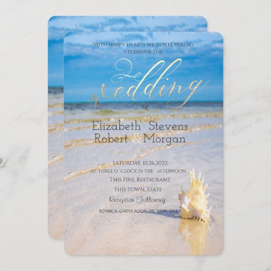 ビーチウェーブズシーシェ結婚ル 招待状 (正面/裏面)
