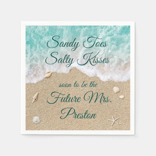 ビーチウェーブブライダルシャワーナプキン スタンダードカクテルナプキン (正面)