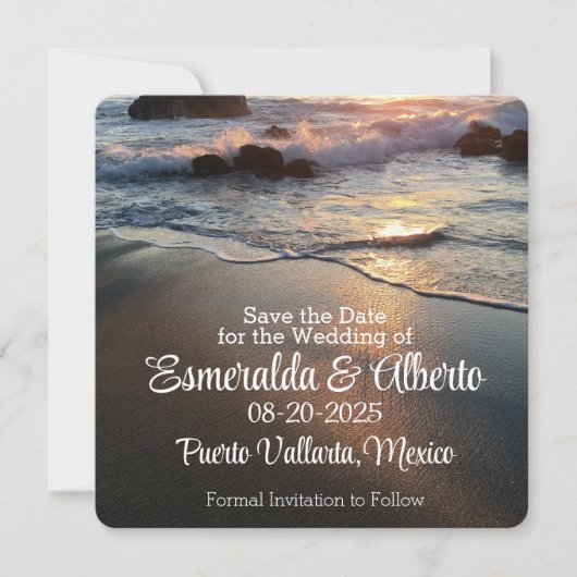 ビーチウェーブ沿岸リゾートウェディング セーブザデート (正面)