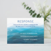 ビーチウェーブ結婚式招待状応答RSVPカード 出欠カード (スタンド正面)