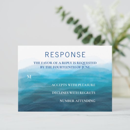 ビーチウェーブ結婚式招待状応答RSVPカード 出欠カード (スタンド正面)