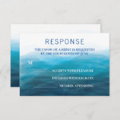 ビーチウェーブ結婚式招待状応答RSVPカード 出欠カード (正面/裏面)