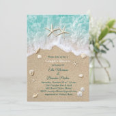 ビーチウェーブ&ヒトデのカップルのシャワー招待状 招待状 (スタンド正面)