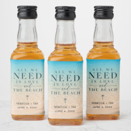 ビーチウエディングのお礼にAll+We+Need+Is+Love リキュールボトルラベル