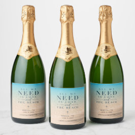 ビーチウエディング オール ウィー ニード イズ ラブ スパークリングワインラベル