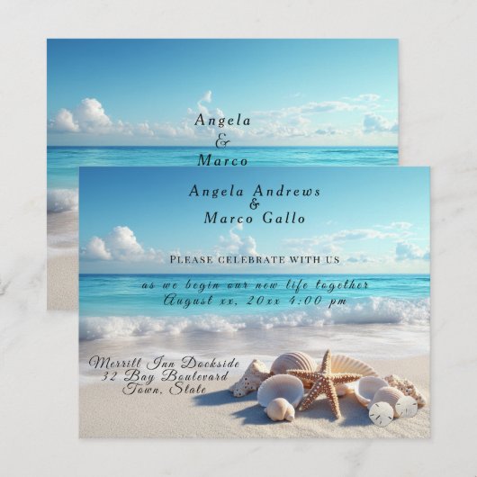 ビーチウエディング スター・シーシェル 招待状 (正面/裏面)