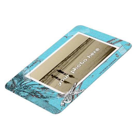 ビーチウォーカーCollageターコイズカスタム写真大 マグネット (左側)