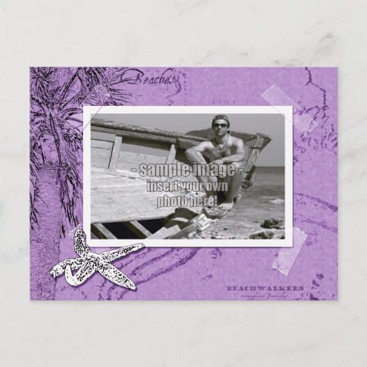ビーチウォーカーCollage Violetフォトフレーム ポストカード (正面)
