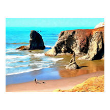 ビーチウォーキング犬とバンドンの顔ロックパーク