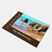 ビーチウォークとドッグアットバンドン顔ロックウェルカム ドアマット (アングル)