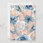 ビーチウォーターカラーシェルバラフローラブルー結婚ズ 招待状 (裏面)