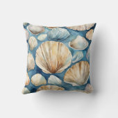 ビーチウォーターカラーシーシェルブルーベージュコースト クッション (裏面)