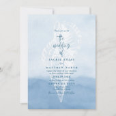 ビーチウォーターカラーシーシェル結婚式招待状 招待状 (正面)