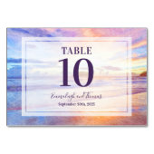 ビーチウォーターカラーピンクサンライズ結婚ズ テーブルナンバー (正面)