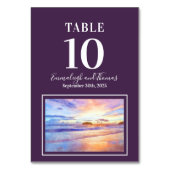 ビーチウォーターカラーピンクサンライズ結婚ズ テーブルナンバー (正面)