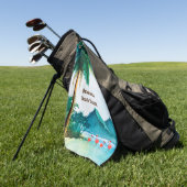 ビーチウォーターカラーブルーグリーントロピカル ゴルフタオル (グリーン)