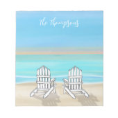 ビーチウォーターカラー海シーショアディロンダックチェア ノートパッド (正面)