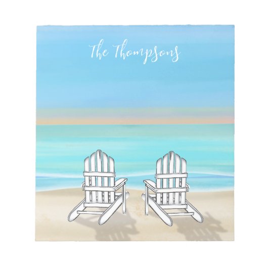 ビーチウォーターカラー海シーショアディロンダックチェア ノートパッド (正面)