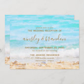 ビーチウォーターカラー結婚式の披露宴招待状 招待状 (正面/裏面)