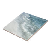 ビーチウォーターカラー-コースタルティール(緑がかった色)ダークブルーウェーブ タイル (側面)