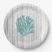 ビーチウッドティール（緑がかった色）サンゴ紙プレート ペーパープレート (正面)
