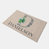 ビーチウッドレターD & Succulents パーソナライズされた ドアマット (アングル)