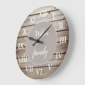 ビーチウッドローマ数字ファミリ名カスタム ラージ壁時計 (傾斜)