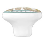 ビーチウッド航海のいかり – 黄/ティール(緑がかった色) セラミックノブ (側面)