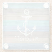 ビーチウッ素朴ド航海の&いかり ガラスコースター (裏面)